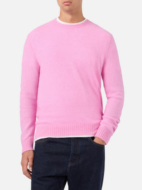 Regent rosa Stretch-Alpaka-Pullover mit Logostickerei 