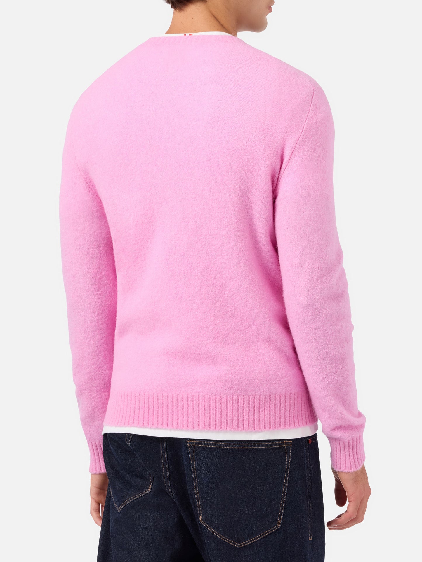 Regent rosa Stretch-Alpaka-Pullover mit Logostickerei 