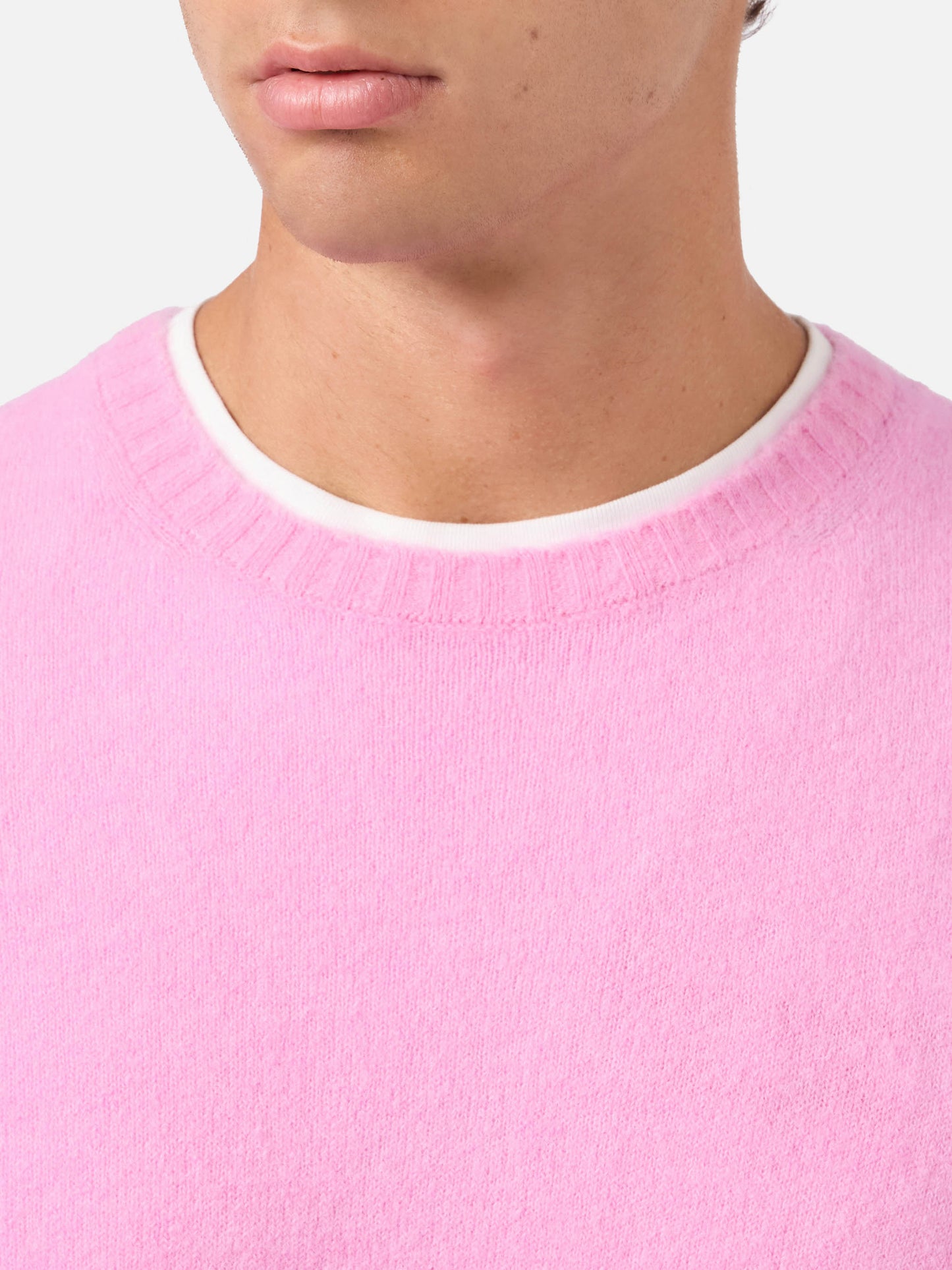 Regent rosa Stretch-Alpaka-Pullover mit Logostickerei 
