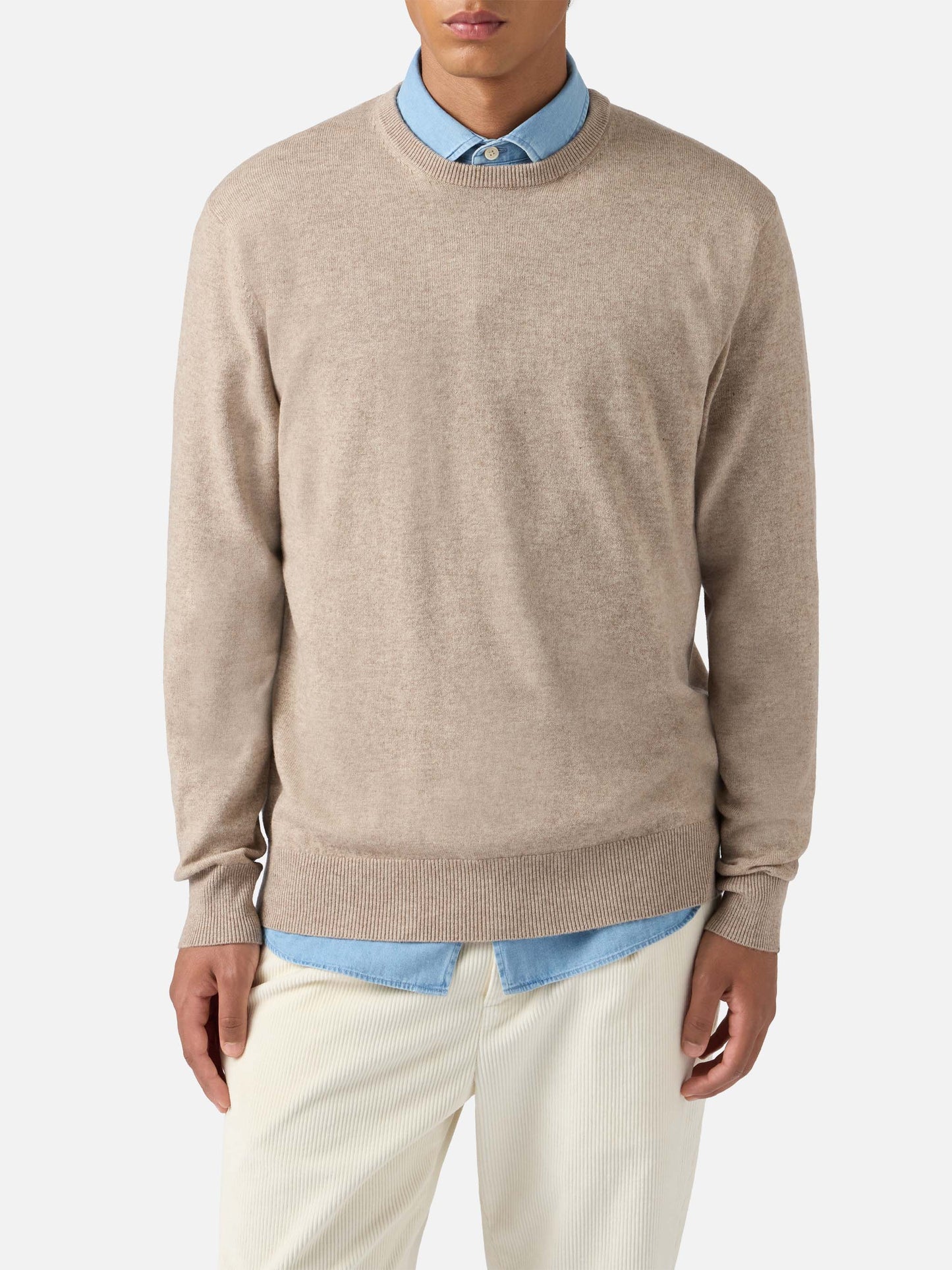 Regent sweater in khaki MERINO WOOL and CASHMERE