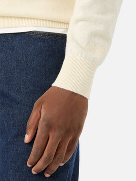 Pull col rond Regent Off white en mélange de laine mérinos et cachemire 