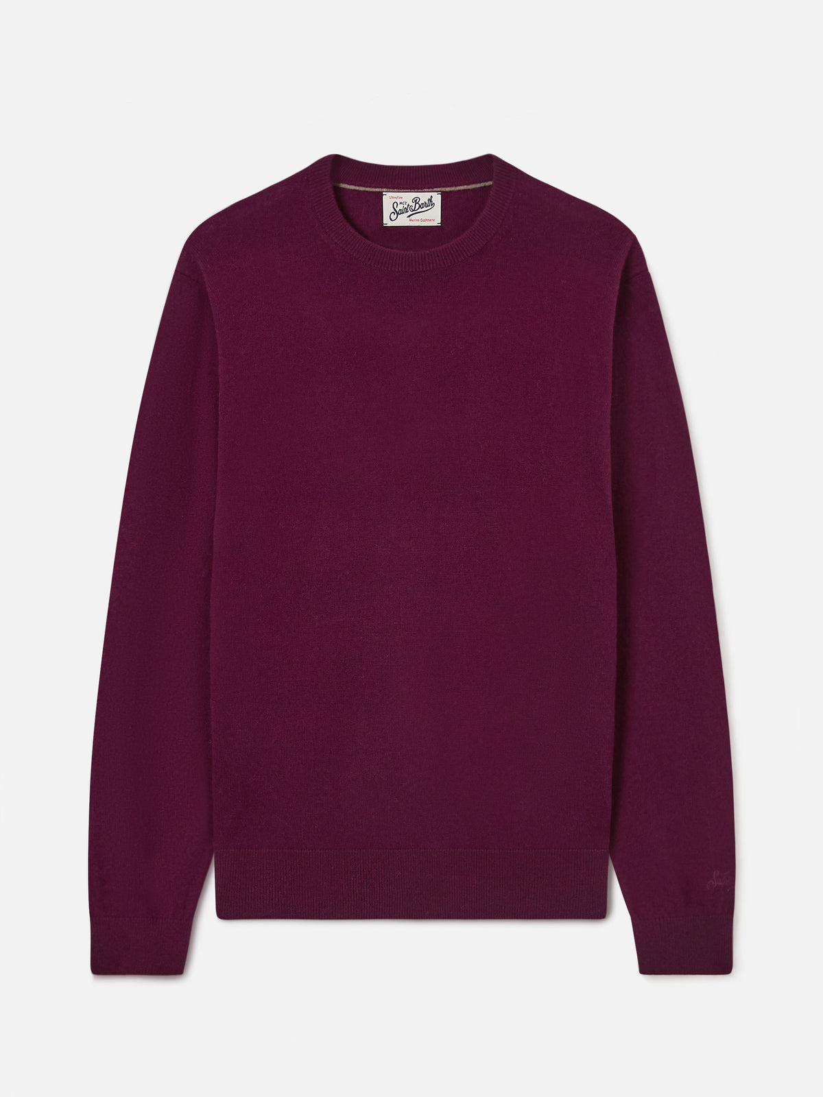 Maglia girocollo Regent bordeaux in misto lana merino e cashmere