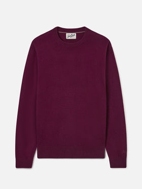 Maglia girocollo Regent bordeaux in misto lana merino e cashmere