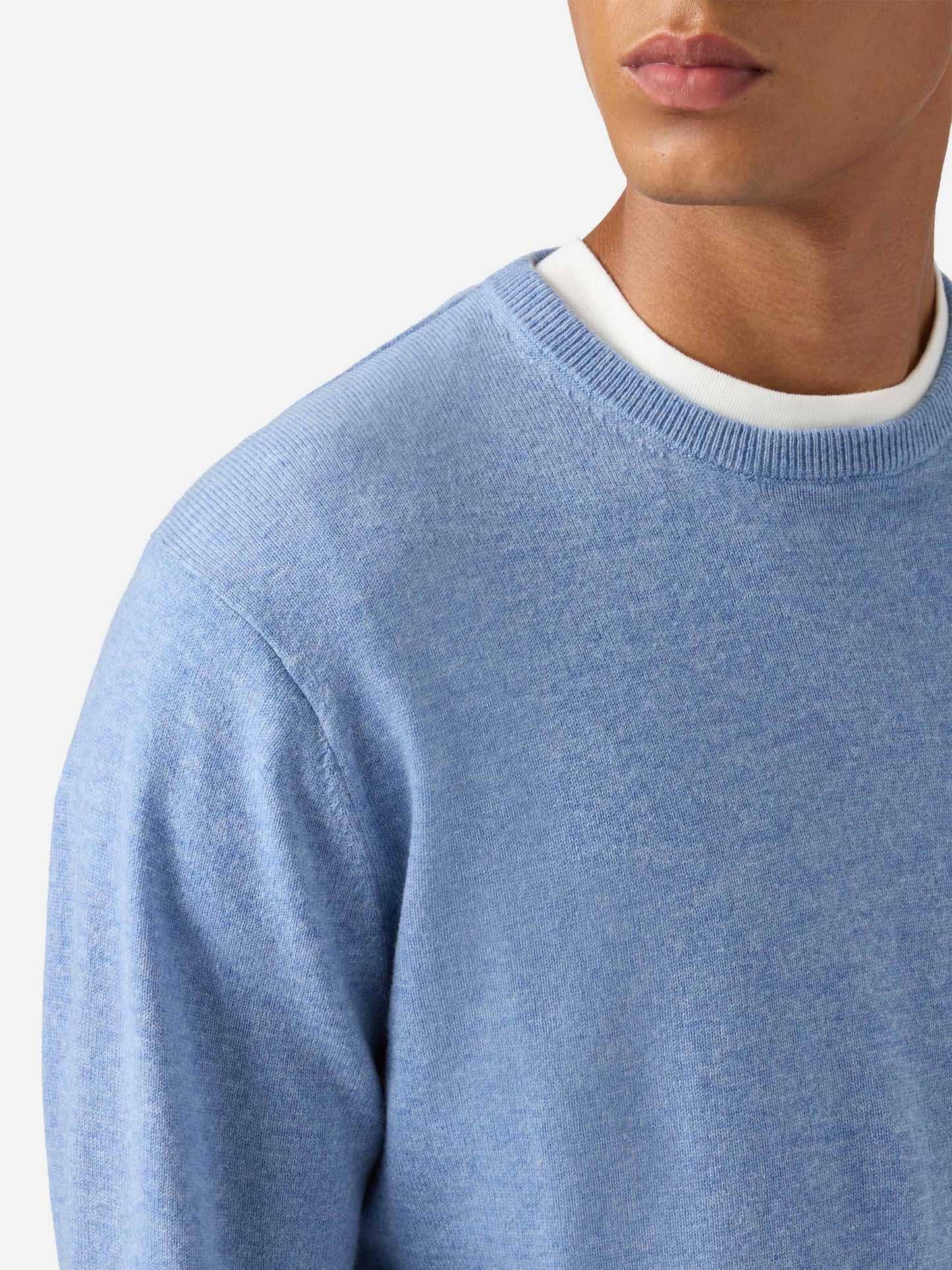 Regent-Pullover aus staubigem Blau, Merinowolle und Kaschmir