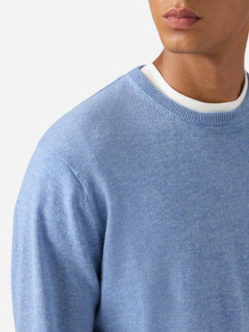 Regent-Pullover aus staubigem Blau, Merinowolle und Kaschmir