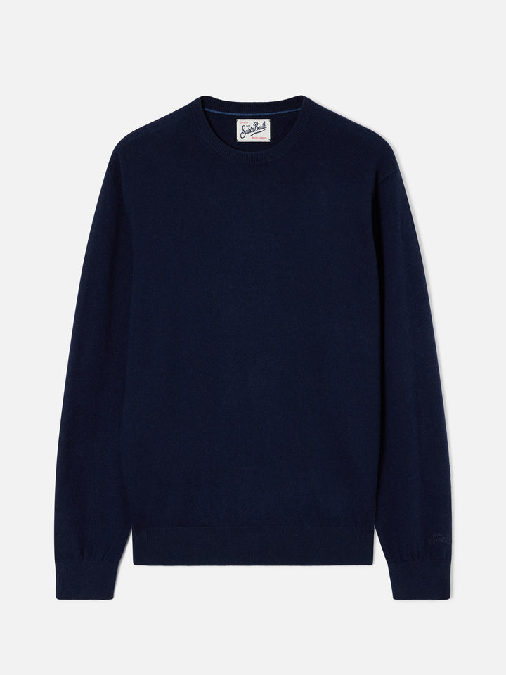 Jersey de cuello redondo Regent en mezcla de lana merino y cachemira Navy blue 