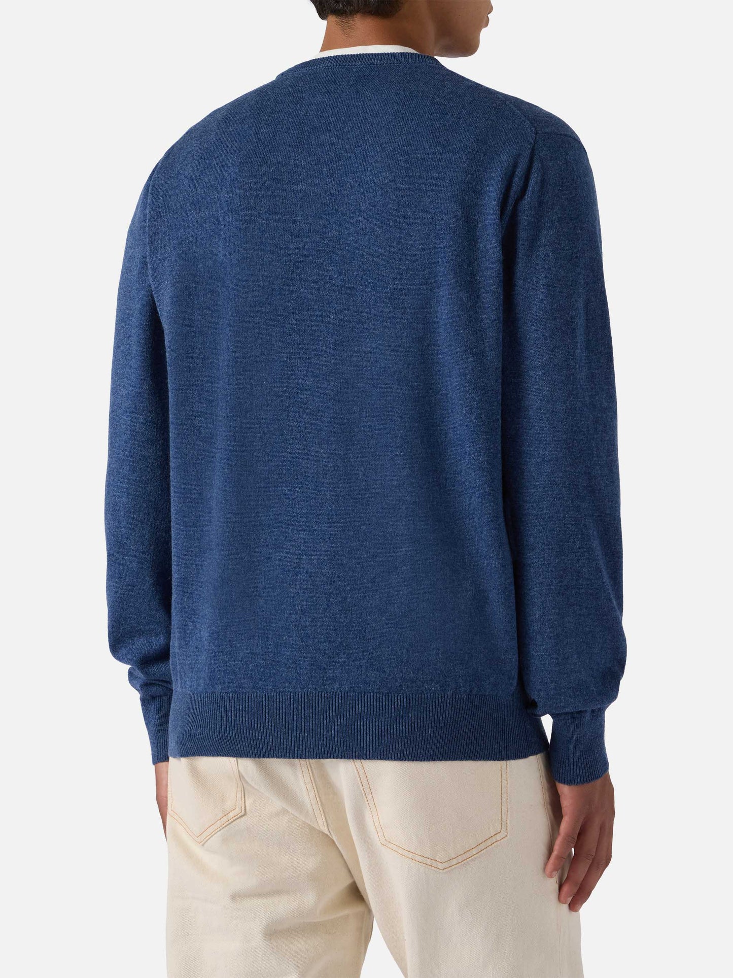 Maglione Regent in LANA MERINO e CASHMERE azzurro denim