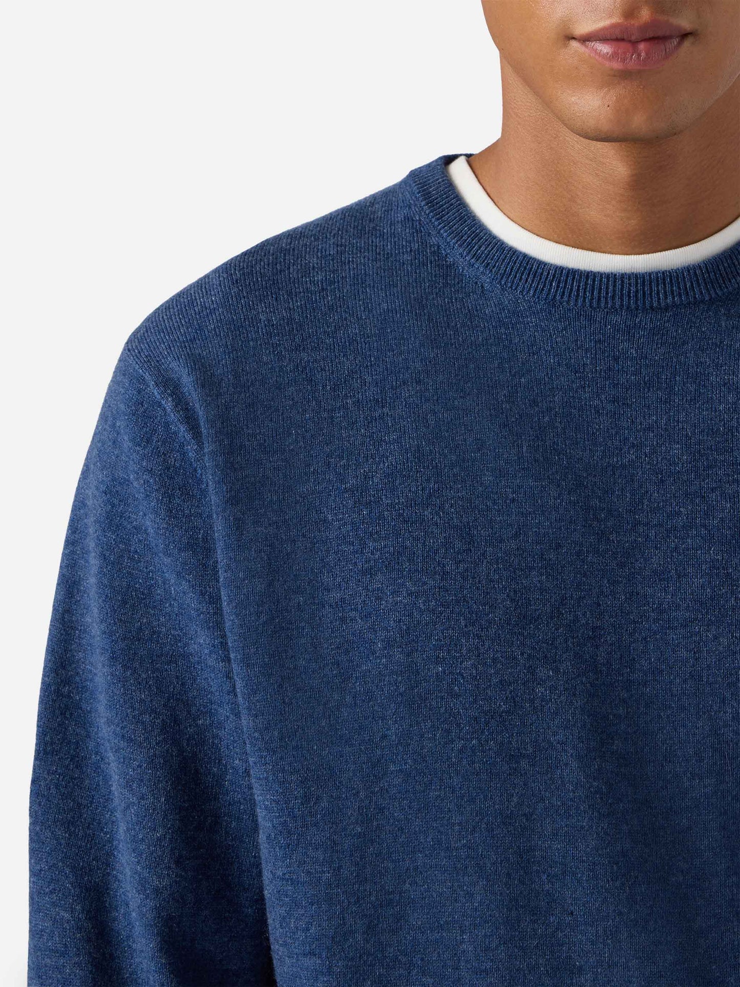 Maglione Regent in LANA MERINO e CASHMERE azzurro denim