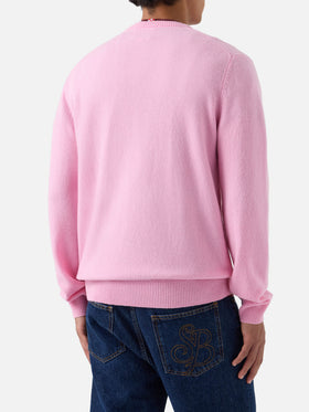 Maglia girocollo Regent rosa in lambswool