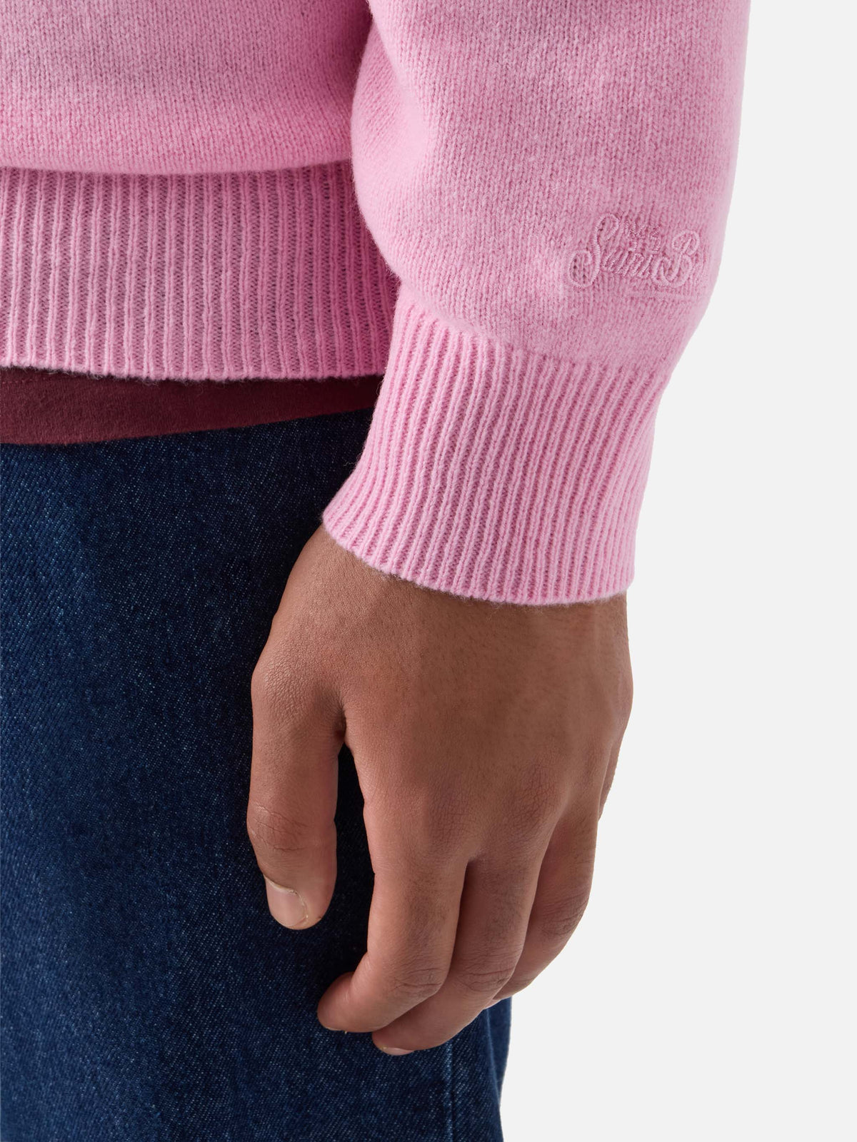 Maglia girocollo Regent rosa in lambswool