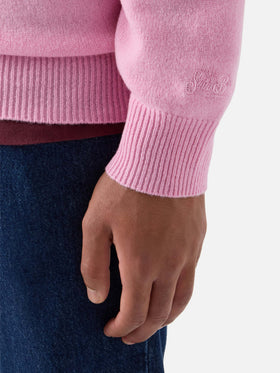 Maglia girocollo Regent rosa in lambswool