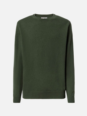 Regent Pullover aus 100 % Lammwolle in Militärgrün