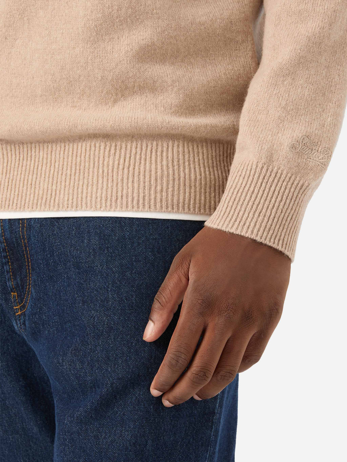 Beige Regent lambswool crewneck