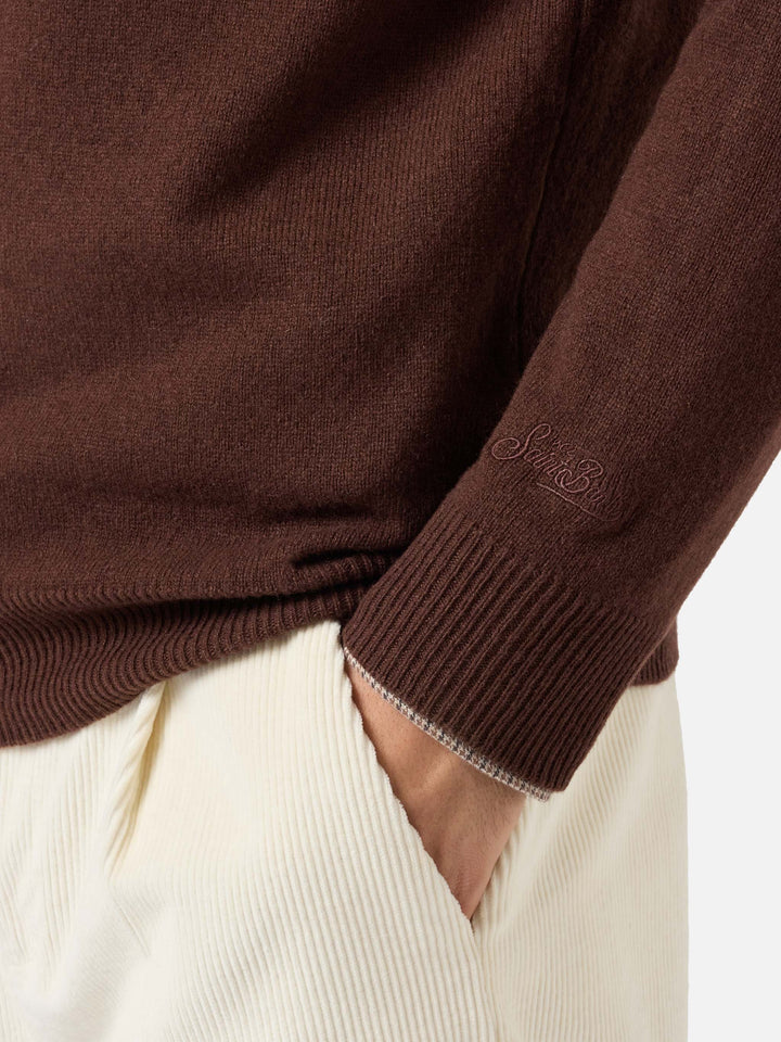 Regent Pullover aus 100 % Lammwolle in Braun