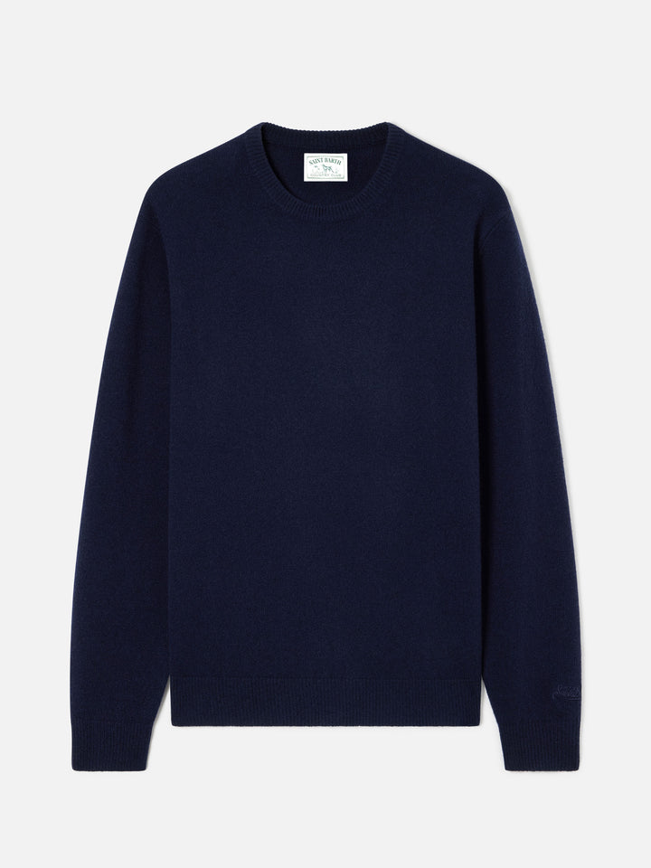 Pull col rond Regent en laine d’agneau Navy blue 