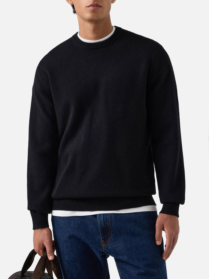 Jersey de cuello redondo Black Regent en lana de cordero 