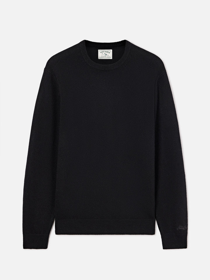 Jersey de cuello redondo Black Regent en lana de cordero 