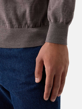 Maglia girocollo Regent beige in lana merino