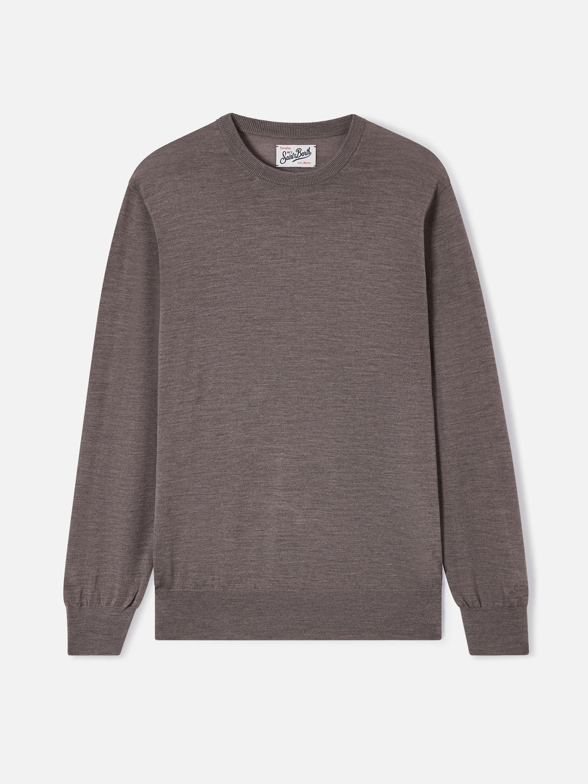Maglia girocollo Regent beige in lana merino
