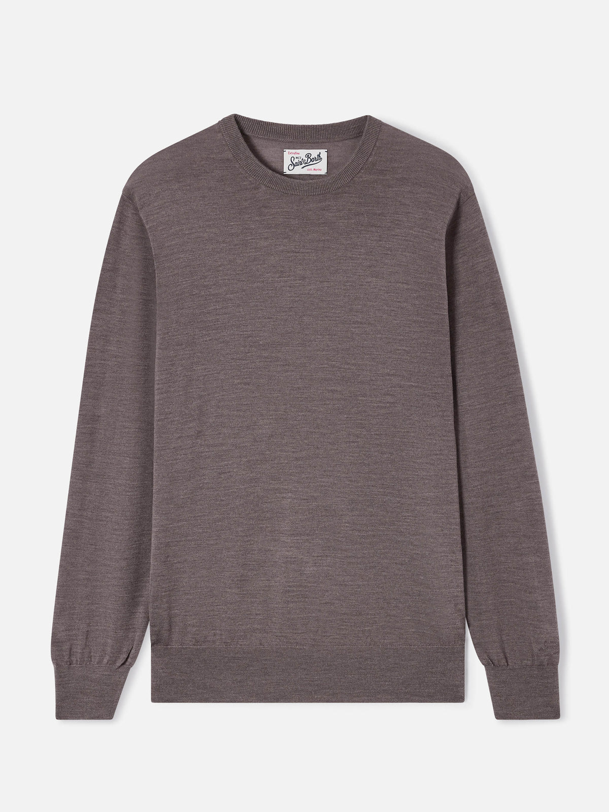 Beige Regent merino wool crewneck