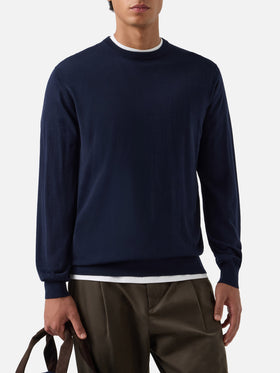Rundhalspullover Regent in Navy aus blue Merino 
