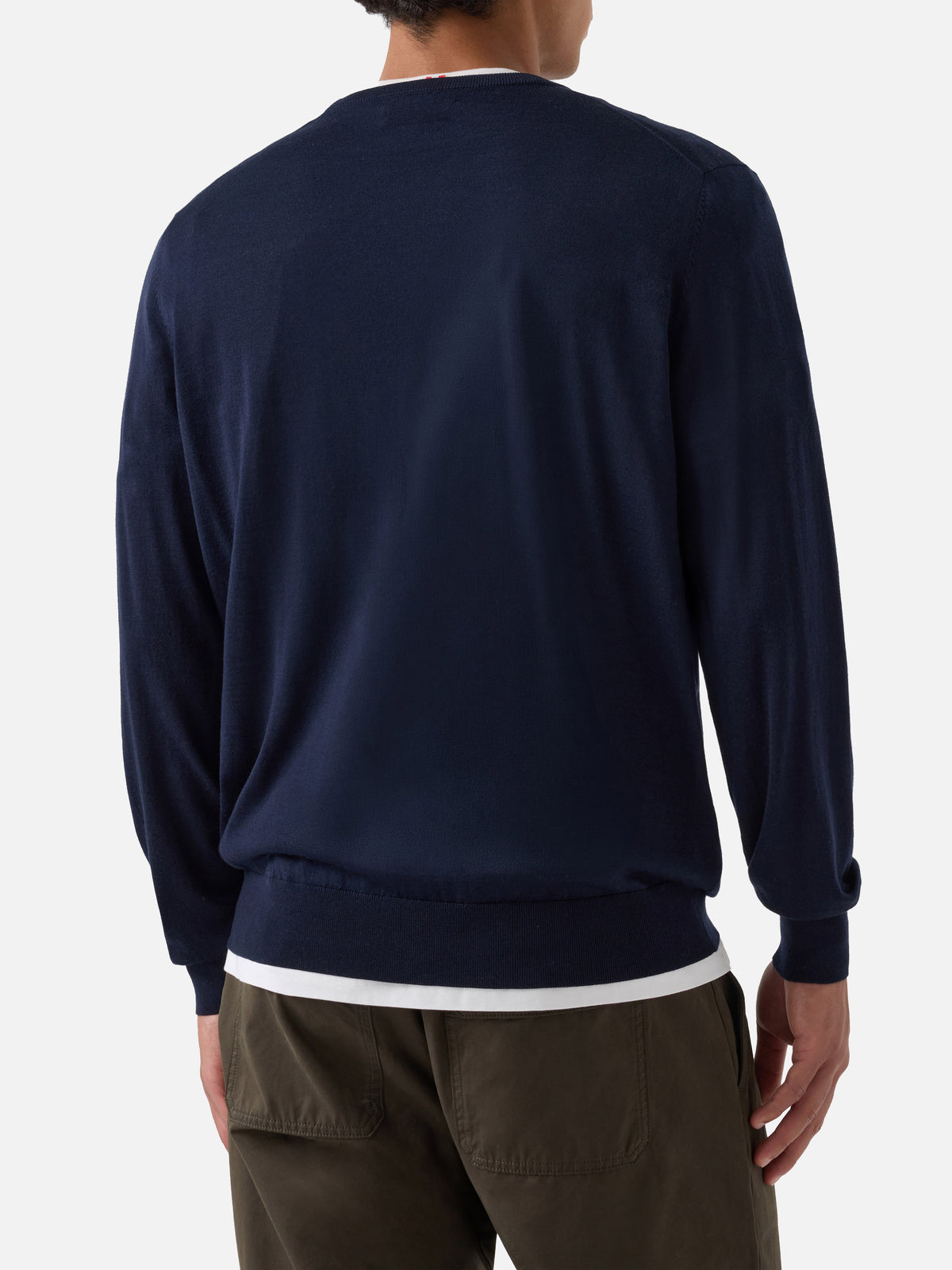 Rundhalspullover Regent in Navy aus blue Merino 