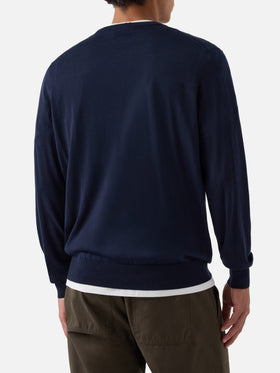 Rundhalspullover Regent in Navy aus blue Merino 
