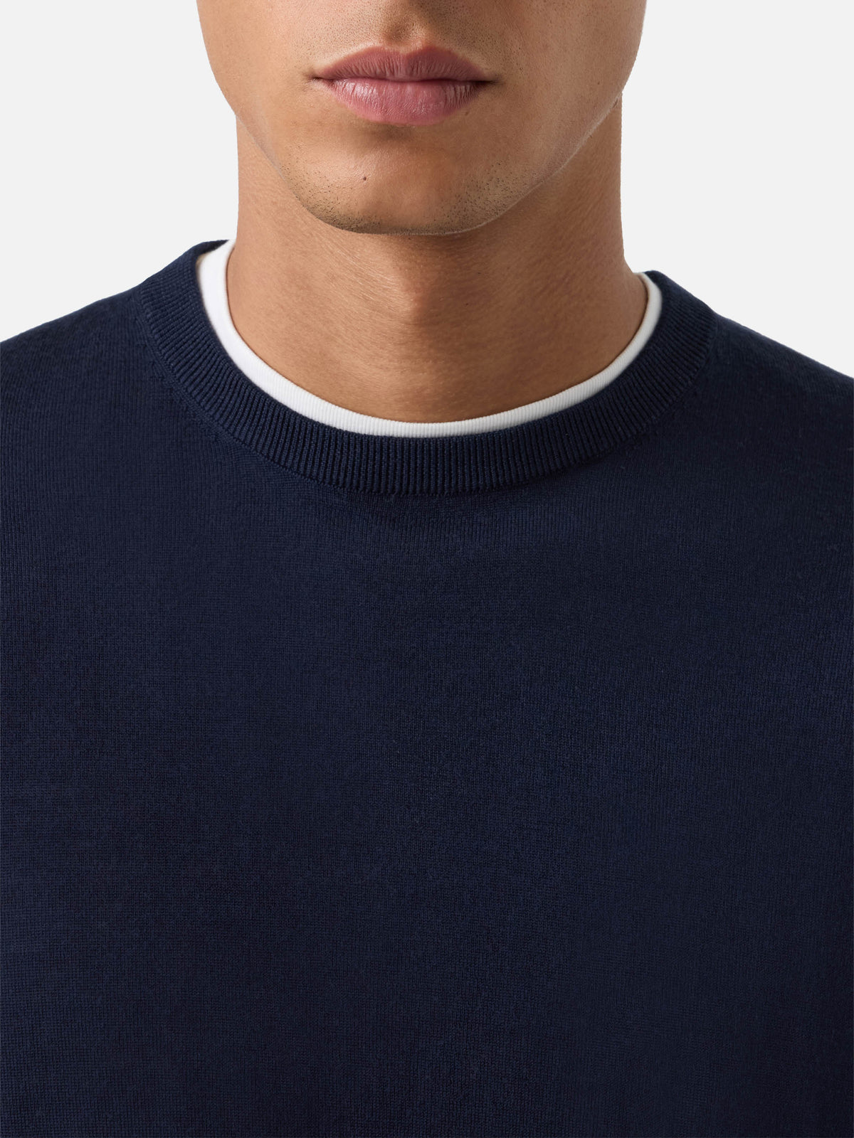 Rundhalspullover Regent in Navy aus blue Merino 