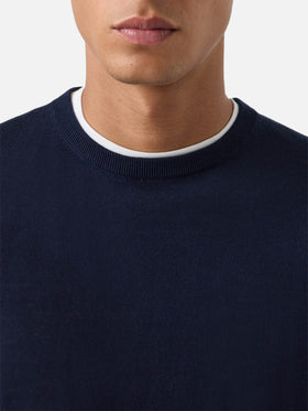 Rundhalspullover Regent in Navy aus blue Merino 