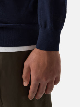 Rundhalspullover Regent in Navy aus blue Merino 