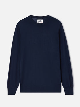 Rundhalspullover Regent in Navy aus blue Merino 