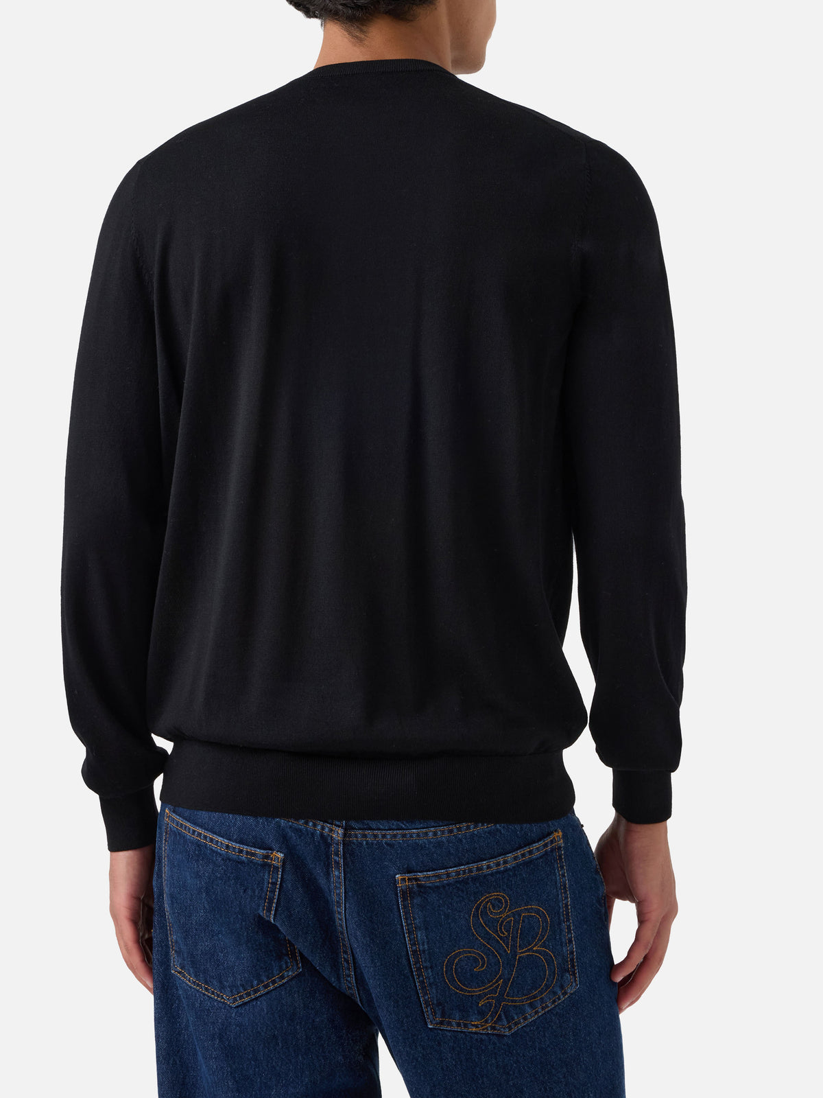 Black Regent merino wool crewneck