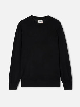 Jersey de cuello redondo Regent en Merino negro 