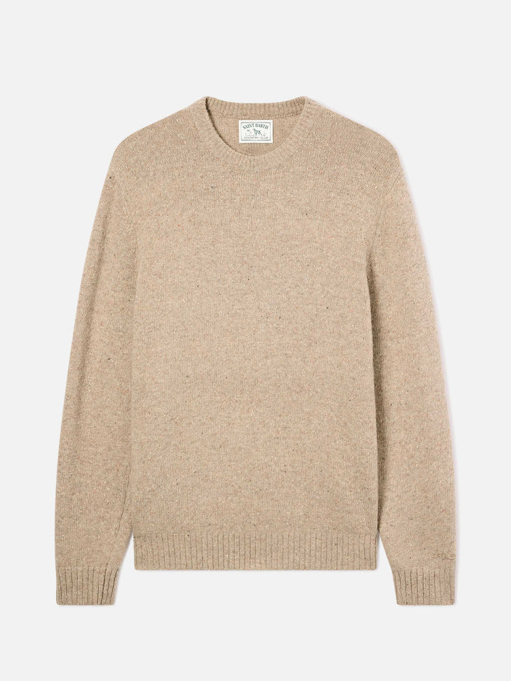 Pull ras du cou en maille Donegal en mélange de laine Regent kaki 