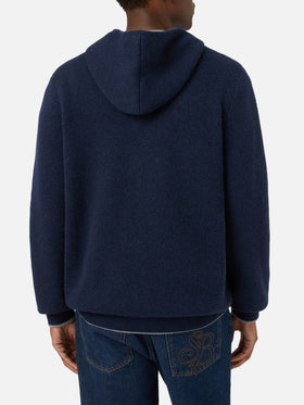 Maille à capuche en laine Ridge Navy blue avec monogramme SB Legacy 