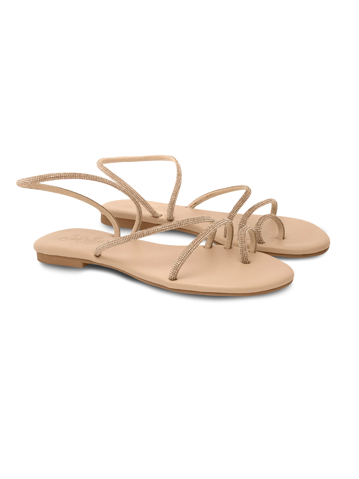 Flat Ring Sandals with beige rhinestones - MC2 Saint Barth