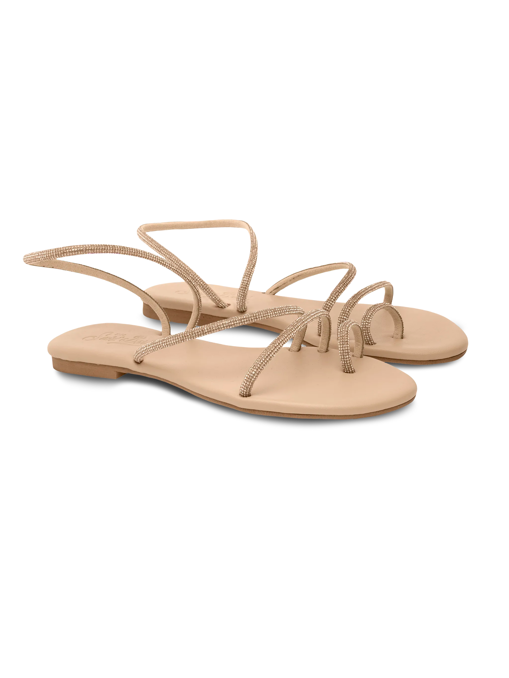 Flat Ring Sandals with beige rhinestones - MC2 Saint Barth