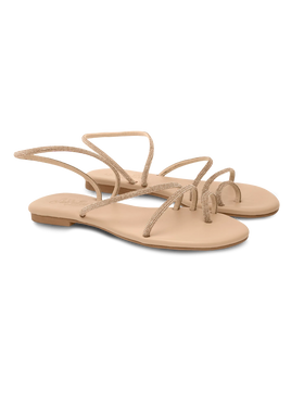 Flat Ring Sandals with beige rhinestones - MC2 Saint Barth