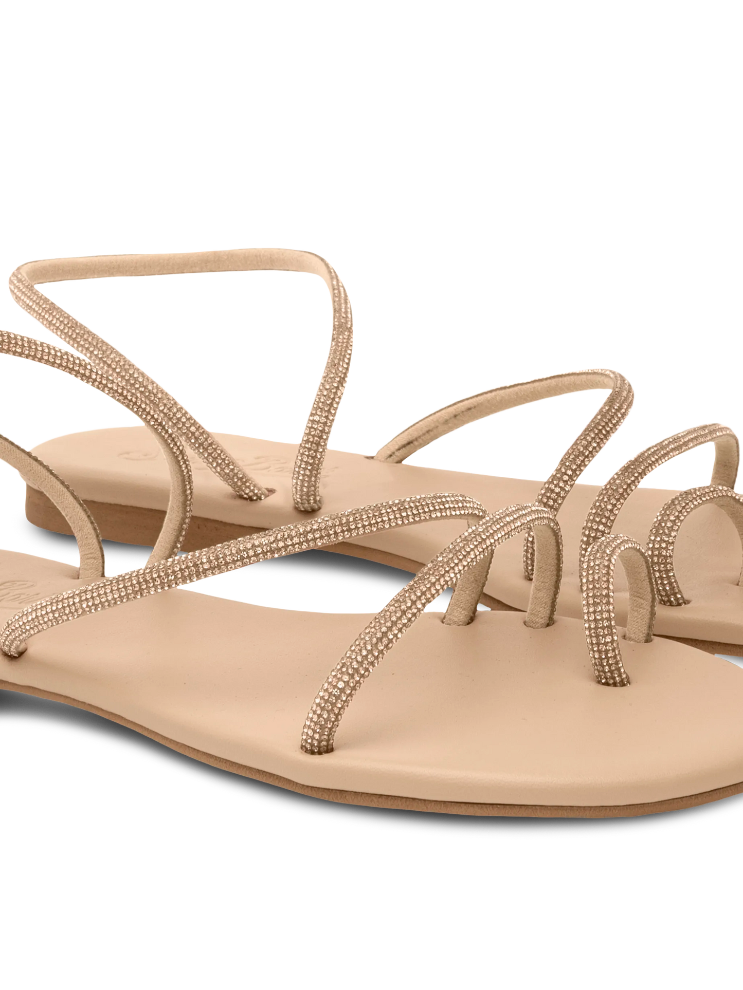 Flat Ring Sandals with beige rhinestones - MC2 Saint Barth