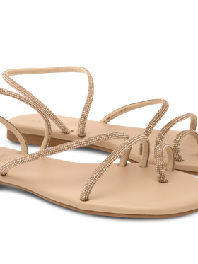 Flat Ring Sandals with beige rhinestones - MC2 Saint Barth