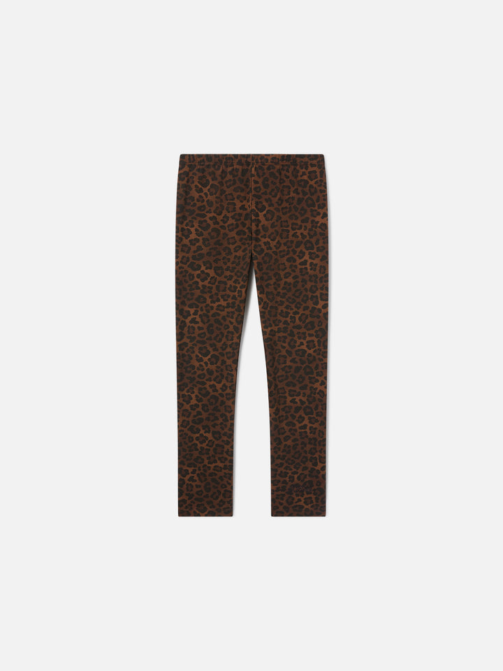 Leggings Rosy marroni in cotone con stampa leopardo