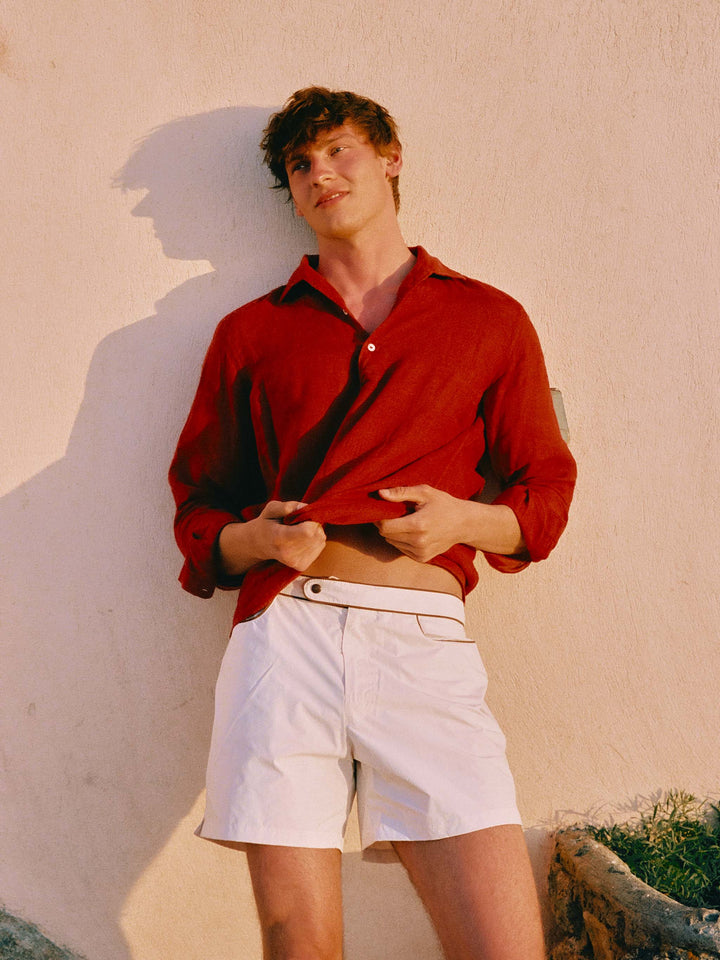 Polo Raphael de lino en rojo 