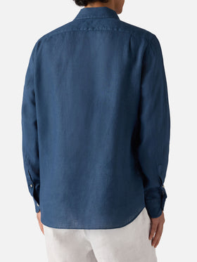 Blue navy Raphael shirt in pure linen