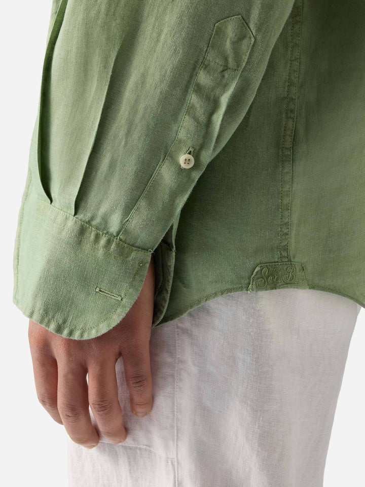 Sage green Raphael shirt in pure linen