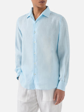Light blue Raphael shirt in pure linen