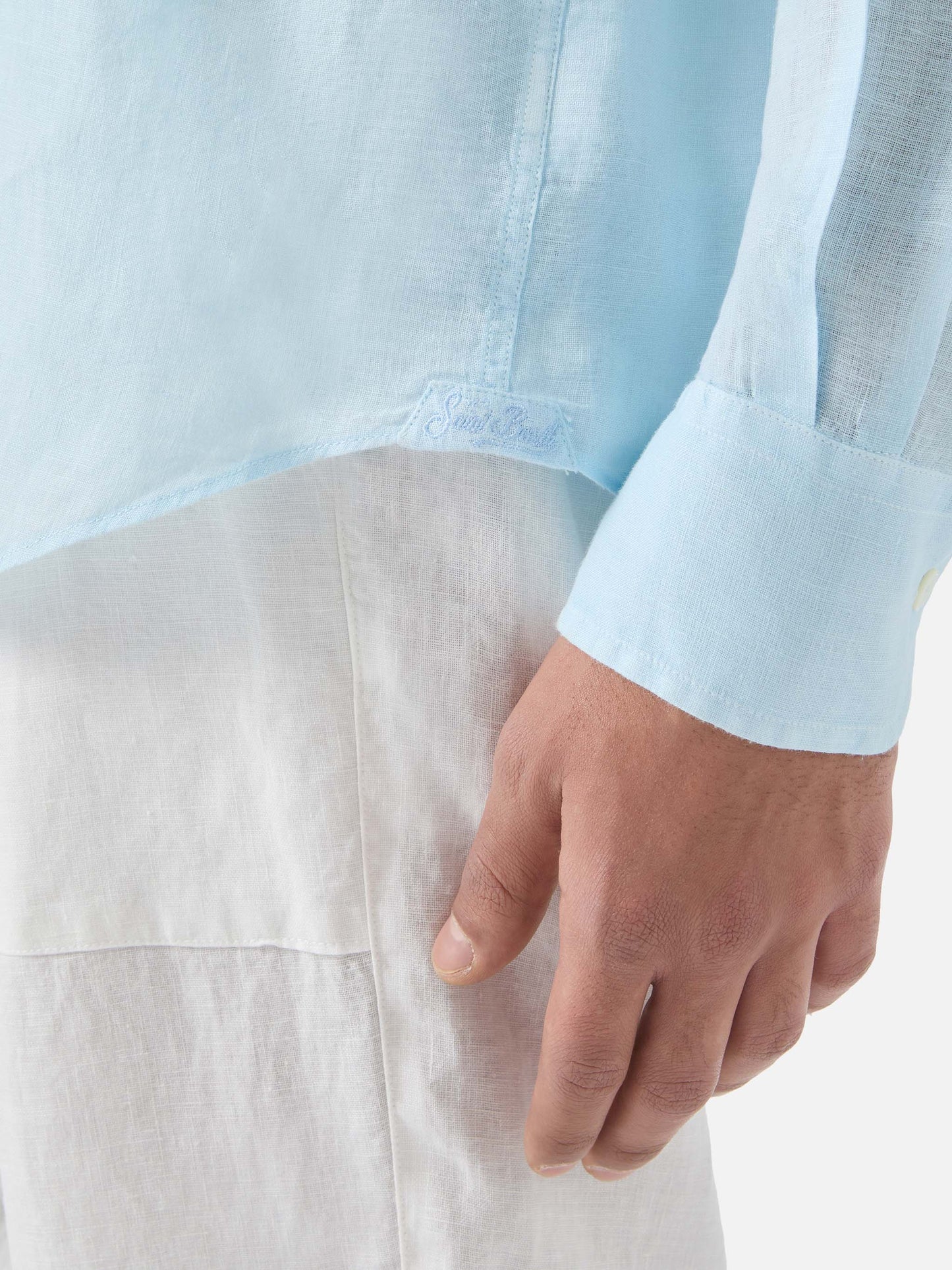 Light blue Raphael shirt in pure linen