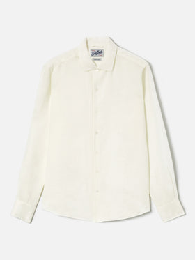 Cream Raphael shirt in pure linen
