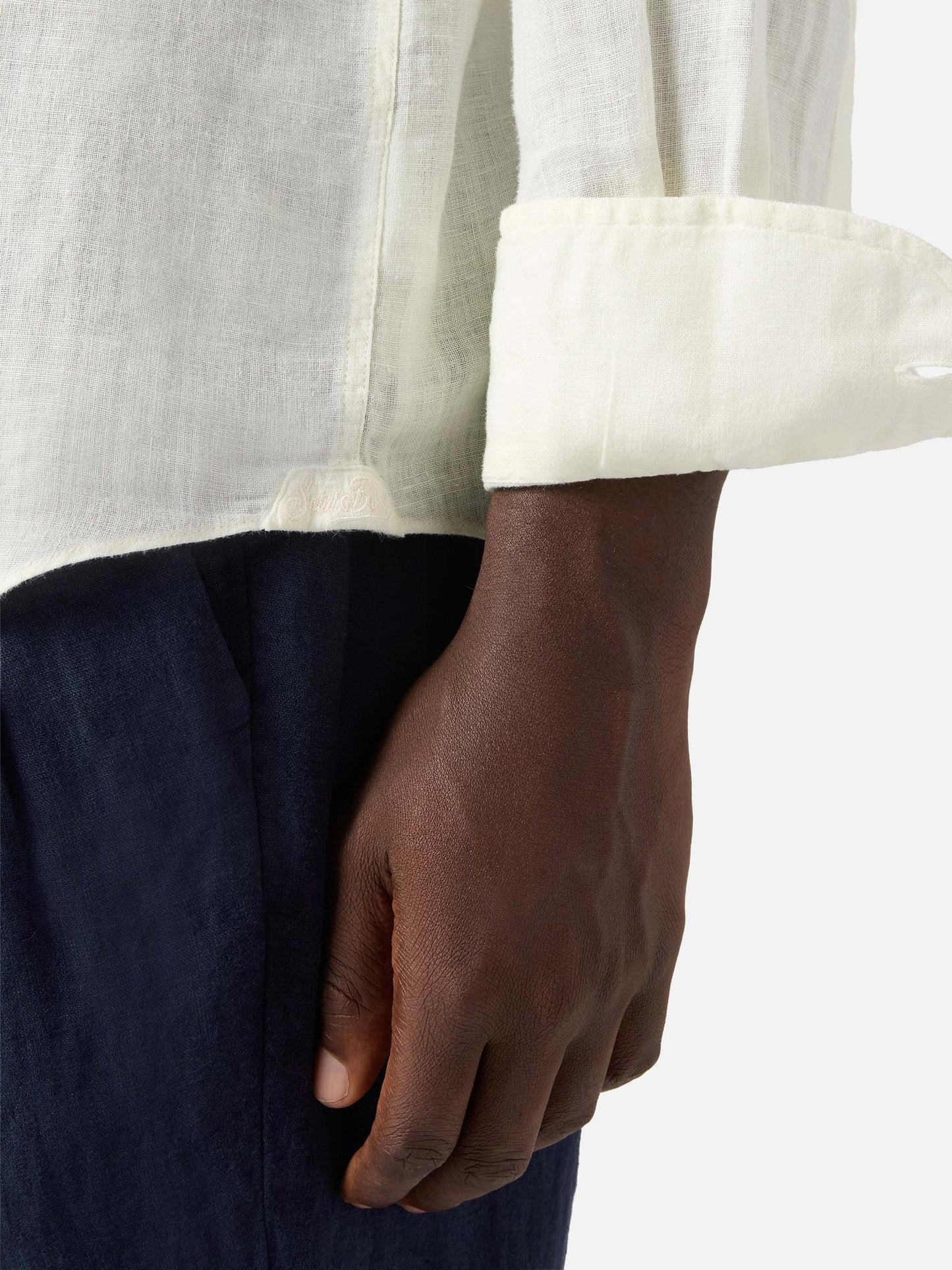 Cream Raphael shirt in pure linen