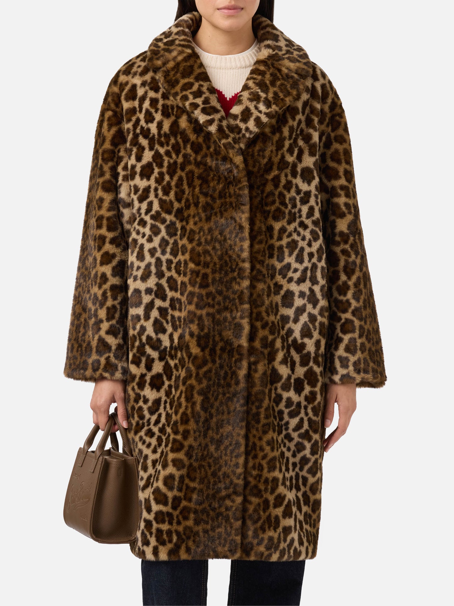 Cappotto Rouge in faux fur con stampa leopardata