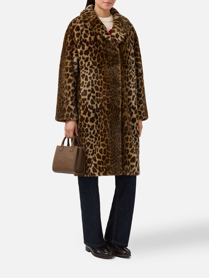 Cappotto Rouge in faux fur con stampa leopardata